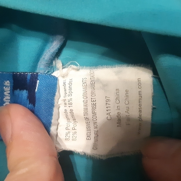 Girls waterskin/rashguard swim top size Medium blue white brown turtle hibiscus - Picture 4 of 7